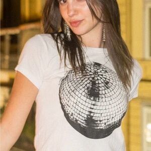 In Print We Trust White Disco Ball Graphic Tee Youth Large